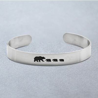 Personalized Mama Bear Bracelet Cuff For Mom Grandma