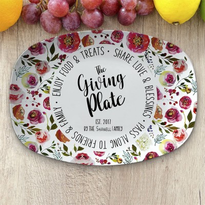 Personalized Floral Giving Platter Share Love and Blessings
