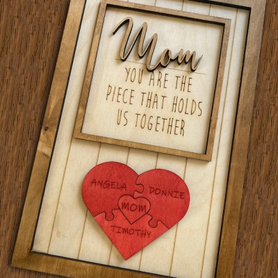 Personalized Mom Heart Jigsaw Puzzle Pieces For Mother's Day Gift