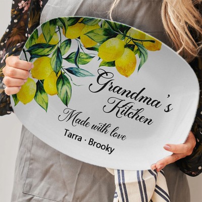 Personalized Grandma's Kitchen Made With Love Platter With Kids Name For Mother's Christmas Day