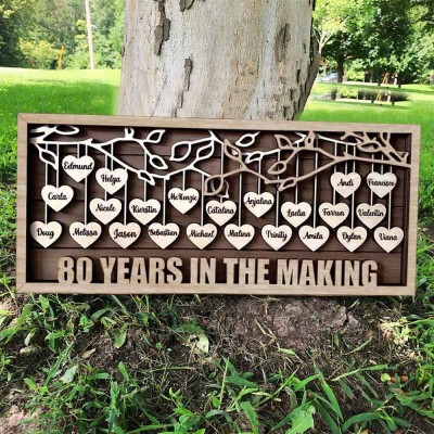 Custom Family Tree Wood Sign Name Engravings Home Decor Anniversary Mother's Day Christmas Gift