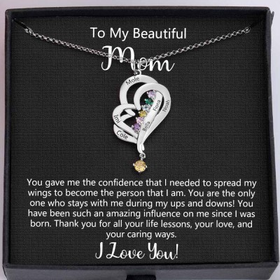 To My Beautiful Mom Custom Birthstone Necklaces For Mother's Day Christmas Birthday