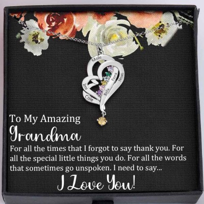 To My Amazing Grandma Custom Birthstone Necklaces For Mother's Day Christmas Birthday