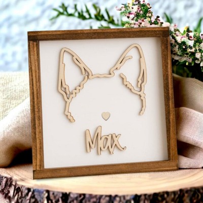 Custom Dog Ear Wall Art, Personalized Dog Ear Outlines, Pet Loss Memorial Gift, Dog Mom Gift