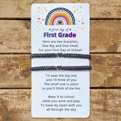 First Day of First Grade Back to School Bracelet Mommy and Me Anxiety Separation Wish For Kid Set of 2