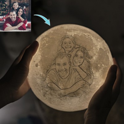 Personalized Moon Lamp 3D Photo Moonlight Touch Christmas Family Home Decor