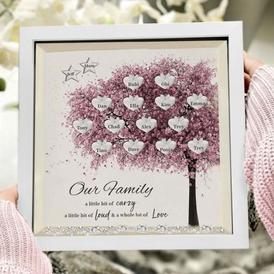 Custom Family Tree Frame With Names Anniversary New Home Decor For Mom Grandma Our Family A little Bit Of Crazy