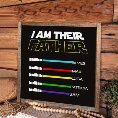Custom I Am Their Father Sign With Kids Name Frame For Father's Day