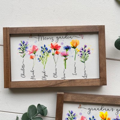 Personalized Mom's Garden Frame With Kids Names and Birth Month Flower For Mother's Day