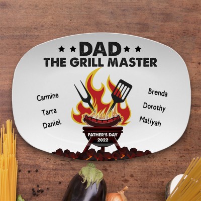 Personalized Barbecue Platter With Kids Name For Father's Day Dad The Grill Master