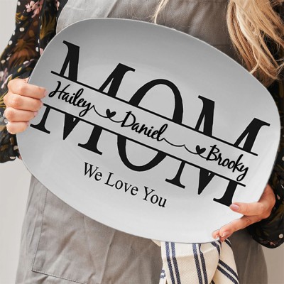 Personalized Mom Platter With Kids Name For Mother's Day