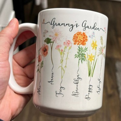 Grandma's Garden Mug Custom Birth Month Flower With Grandchildren Name Gift Ideas For Mother's Day