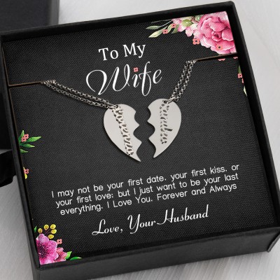 To My Wife Necklace Personalized Couple Name Necklace Valentine's Day