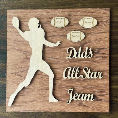 Personalized Football Plaque With Kids Names Dad's All Star Team Father's Day