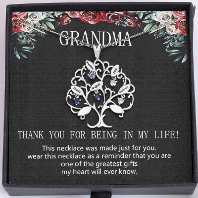 To My Grandma Personalized Family Tree Birthstone Necklaces