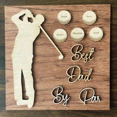 Personalized Golf Plaque With Kids Names Best Dad By Par Father's Day
