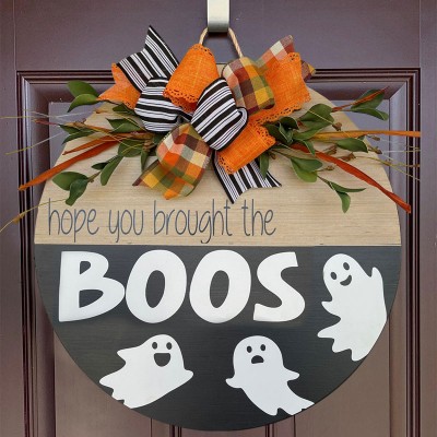 Happy Halloween Boo Door Hanger Farmhouse Entry Way Wall Home Decor