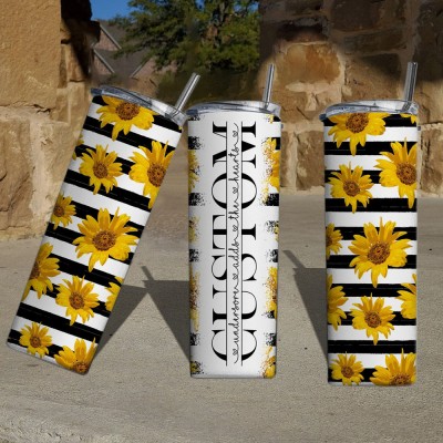 Personalized Sunflower Mom Tumbler With Kids Name For Mother's Day Gift Ideas