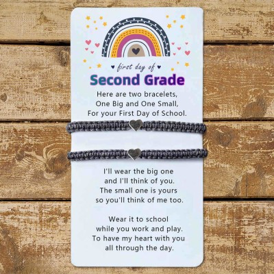 First Day of Second Grade Back to School Bracelet Mommy and Me Anxiety Separation Wish For Kid Set of 2