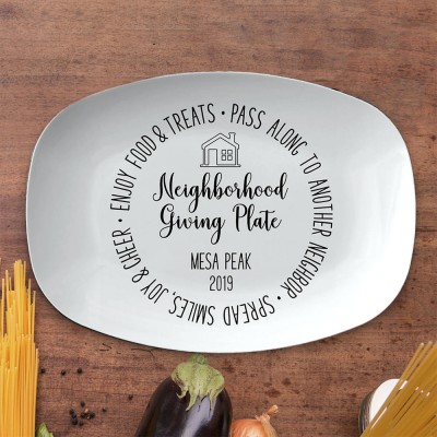 Personalized Platter Gift For New Neighbors Pass Along Plate for Neighbors and Friends