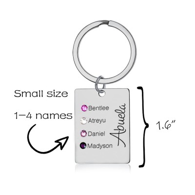 Personalized 1-5 Engraving Names with Birthstone Key Chain Gift For Monther's Day 