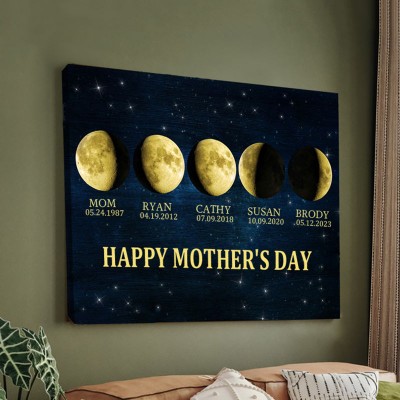 Custom Moon Phase Wooden Sign Warm Wall Art Home Decor Gift For Mother's Day