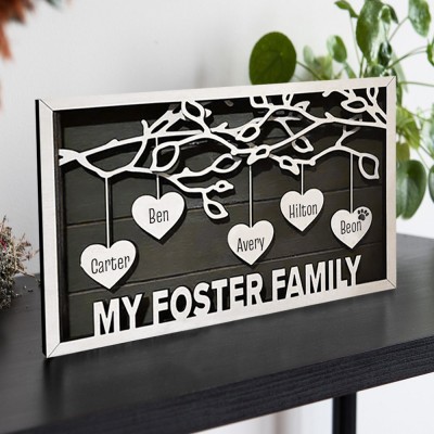 Custom Wood Family Tree Sign With Name Home Decor For Mother's Day Christmas My Foster Family