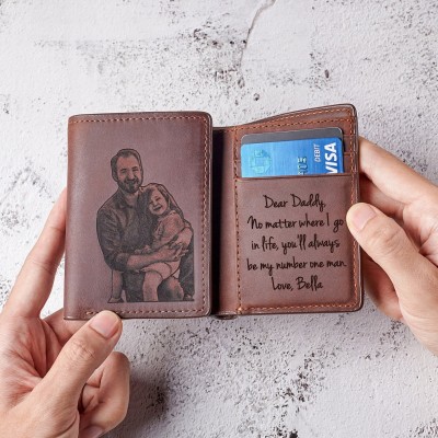 Personalized Engraved Message Photo Wallet For Father's Day From Wife Daughter