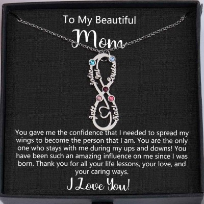 To My Mom Custom Infinity Birthstone Necklace For Mother's Day Christmas Gift Ideas