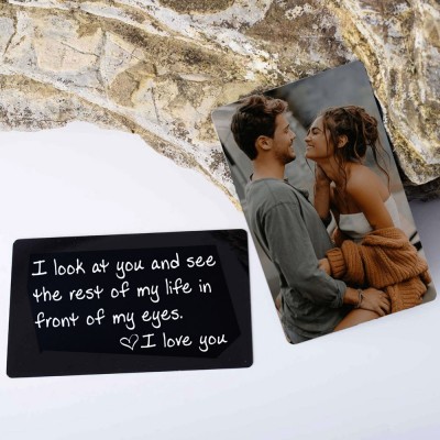 Personalized Metal Wallet Photo Card Love Note Anniversary Valentine's Day Gift