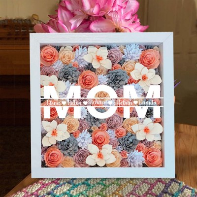 Personalized Mom Flower Shadow Box With Name For Mother's Day Christmas Birthday