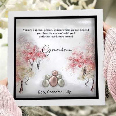 Personalized Family Pebble Art With Names For Mother Christmas's Day Special Grandma