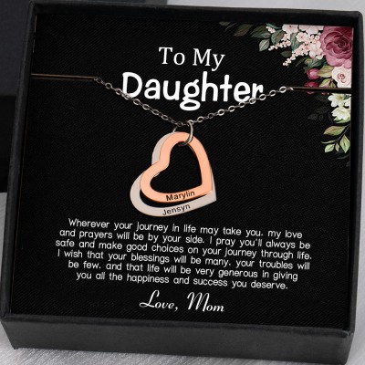 To My Daughter From Mom Personalized Heart Necklaces For Girl