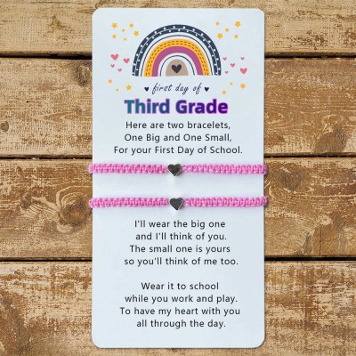 First Day of Third Grade Back to School Bracelets Mommy and Me Gifts