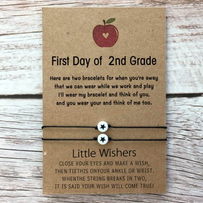 First Day of 2nd Grade Back to School Bracelet Mother Daughter Son Separation Anxiety Comfort Gifts