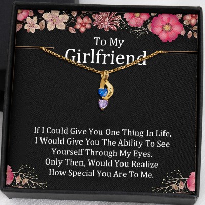 To My Girlfriend Birthstone Necklace With Personalized Name For Her Valentine's Day