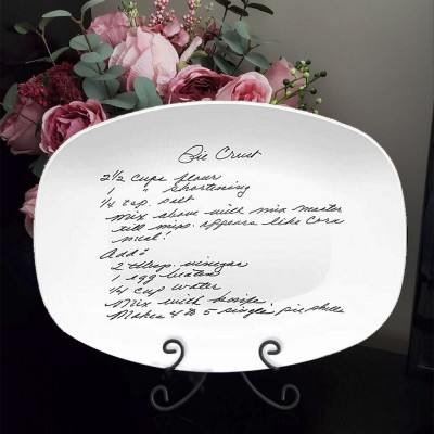 Personalized Handwritten Family Recipe Platter For Mom Grandma