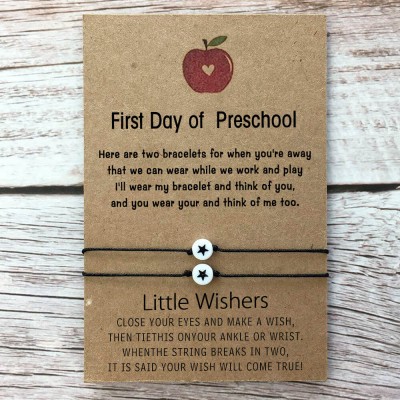First Day of Preschool Back to School Bracelet Mother Daughter Son Separation Anxiety Comfort Gifts
