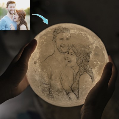 Personalized Moon Lamp 3D Photo Moonlight Touch Home Decor Valentine's Day Gift