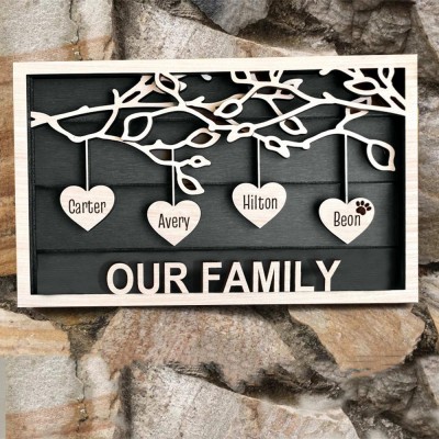 Custom Wooden Family Tree Sign With Name Home Decor For Mother's Day Christmas