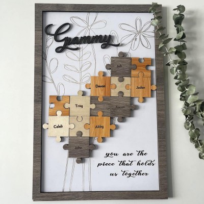 Personalized Grammy You Are The Piece That Holds Us Together 1-20 Puzzles Pieces Name Sign Wall Decor For Mother's Day