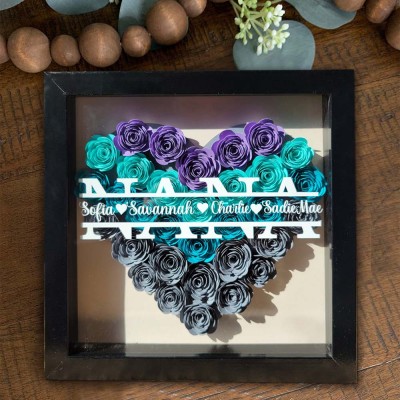 Personalized Mama Flower Shadow Box With Name For Mother's Day Christmas Birthday