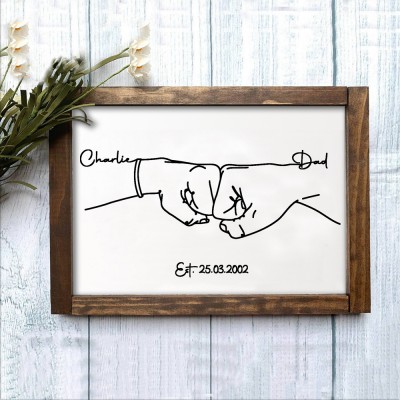 Personalized Hand Drawn Dad Daughter Son Fist Bump For Father's Day