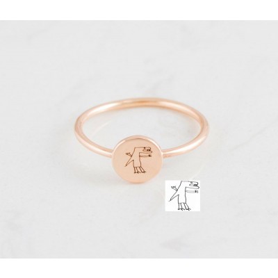 Memorial Handwriting Disc Ring | Actual Handwriting Band Ring | Gifts For Mom