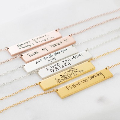 Actual Personalized Handwriting Necklace | Drawing Bar Necklace Gifts