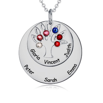 Personalized Family Tree Necklace with 1-7 Birthstones