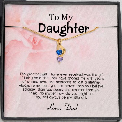 Personalized To My Daughter Birthstone Necklace From Dad For Little Girl