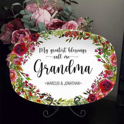 My Greatest Blessings Personalized Platter for Grandma With Grandchildren's Name