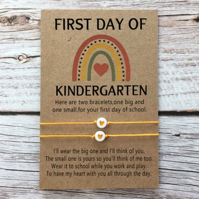 First Day of Kindergarten Back to School Bracelet Mama and Me Anxiety Separation Wish Gifts For Kid