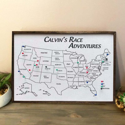 Push Pin USA Travel Map For Couples Custom Anniversary Gifts Home Wall Decor